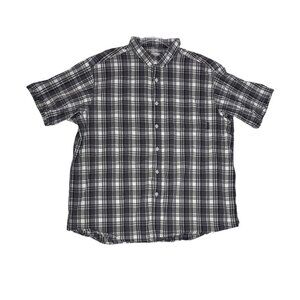 Mens Columbia Shirt 2 XL Gray and White Plaid‎ Short Sleeve Button Regular fit